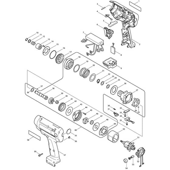 Makita BFT120F - Cordless Screwdriver - Power Tool Diagram