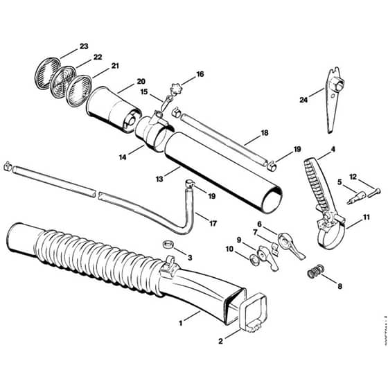 Stihl BG17 - Pleated Hose, Control Handle - Parts Diagram