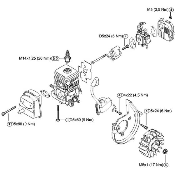 Genuine Stihl BG50 / L - Tightening torques