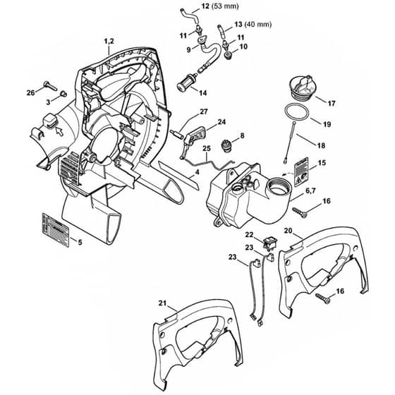 Genuine Stihl BG50 / G - Fan housing, inside