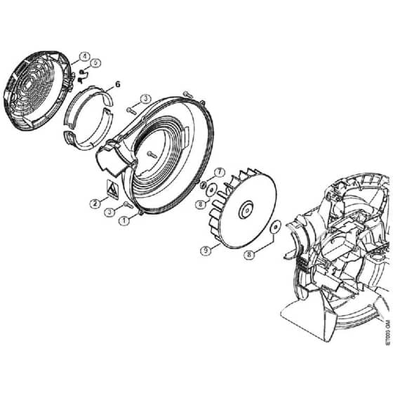 Genuine Stihl BG66 C-E D / H - Fan housing outer, Fan wheel