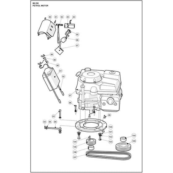 Husqvarna BG 250 - 970614901 - Motor, Pulleys And Belts 03