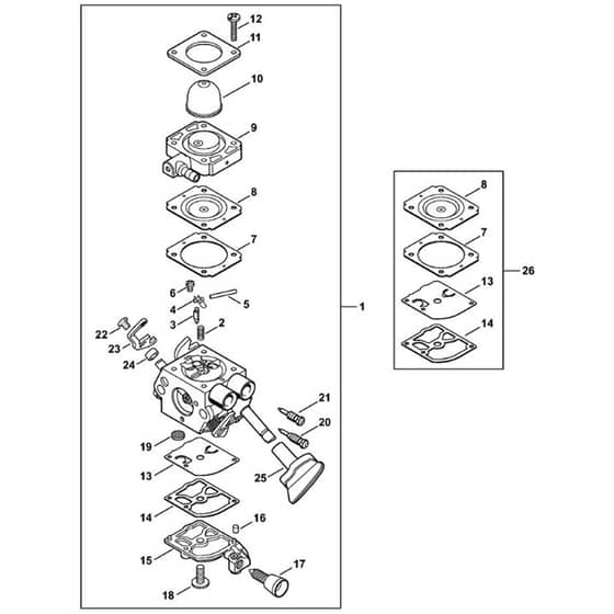 Stihl BG 66-D - Carburetor 4241-24 - Parts Diagram