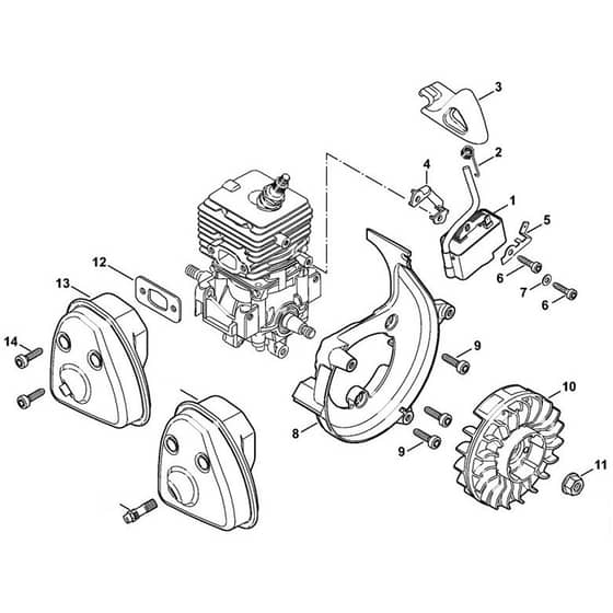 Stihl BG 66-D - Ignition System, Muffler - Parts Diagram