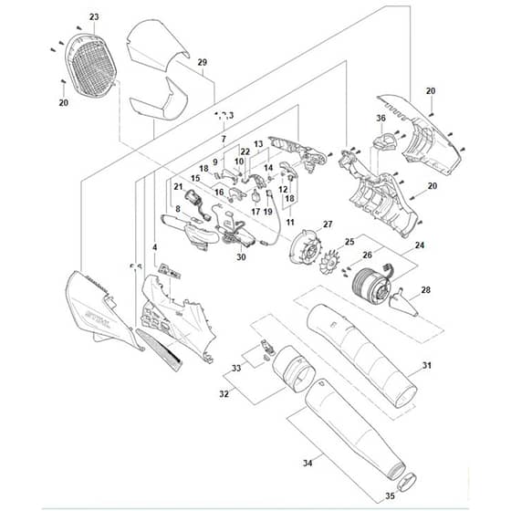 Stihl BGA200 - Spare Parts Bga 200 - Parts Diagram