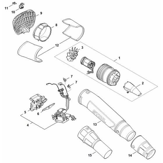 Stihl BGA250.0 - Electric Motor, Blower - Parts Diagram
