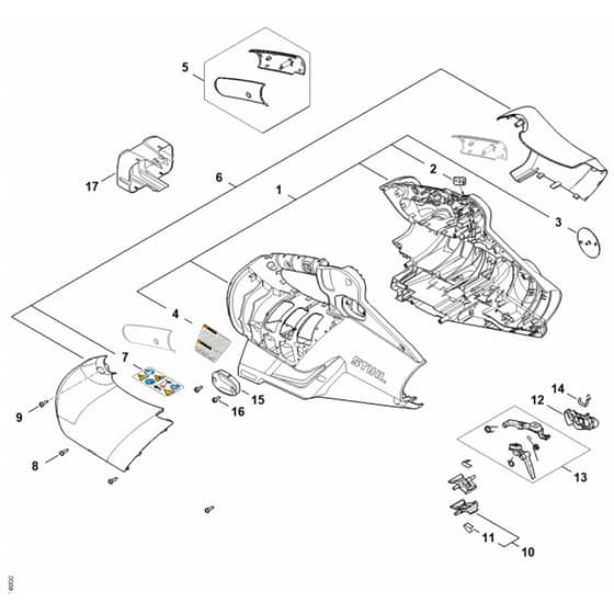 Stihl BGA250.0 - Handle Housing, Electronic Module - Parts Diagram