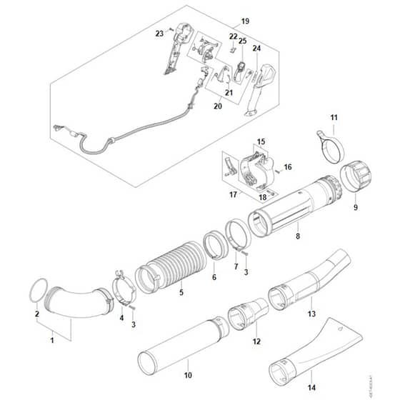 Stihl BGA300.0 - Pleated Hose, Blower Tube, Control Handle - Parts Diagram