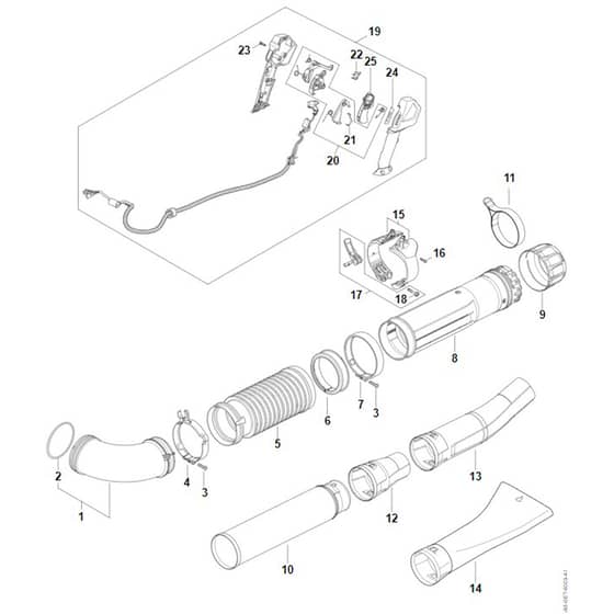 Stihl BGA300.1 - Pleated Hose, Blower Tube, Control Handle - Parts Diagram