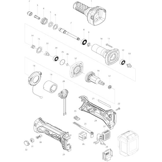 Makita BGD800 - Cordless Die Grinder - Power Tool Diagram