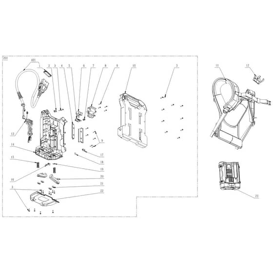 EGO BH1001 - Backpack Harness (Jan 2022) Main Assy Diagram
