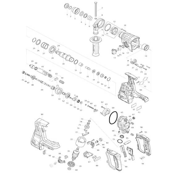 Makita BHR262 - 26mm Crdls Combination Hammer - Power Tool Diagram
