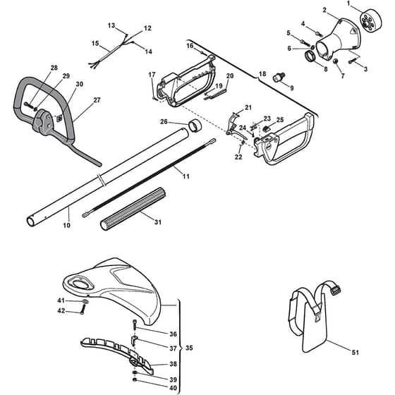 BJ 325 - 2009-2011 - 285220002/09 - Stiga Brushcutter Handle Transmission Diagram