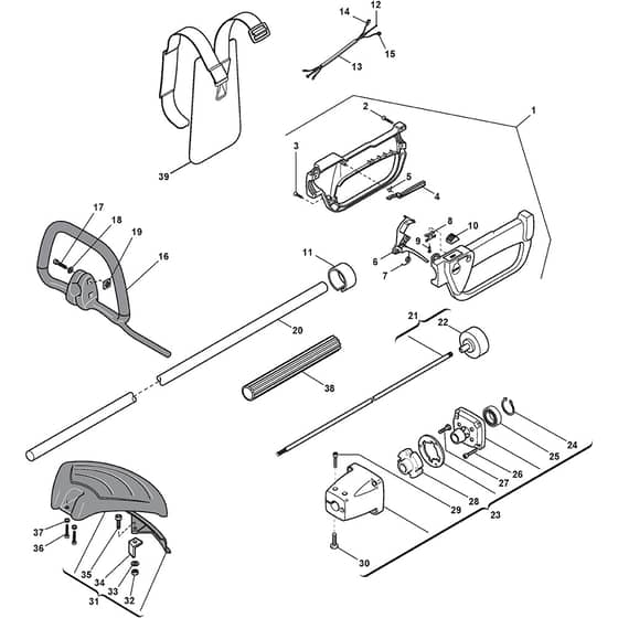 BJ 345 - 2010-2011 - 285420003/10 - Castel Garden Brushcutter Handle Transmission Diagram