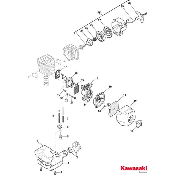 BKE 27 D - 2013 - 288121003/13 - Castel Garden Brushcutter Carburettor Starter Assy Diagram