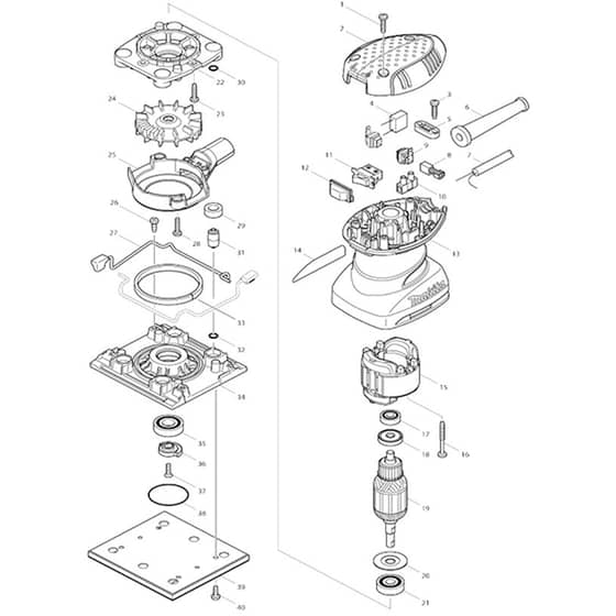 Makita BO4556 - Finishing Sander - Power Tool Diagram