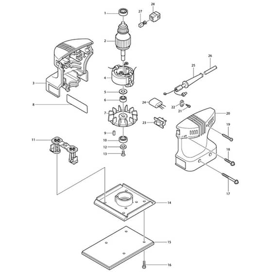 Makita BO4560 - Finishing Sander - Power Tool Diagram