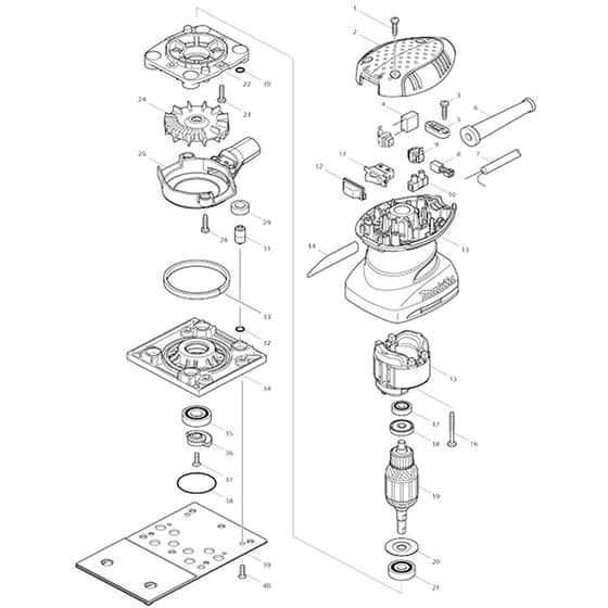 Makita BO4566 - Finishing Sander - Power Tool Diagram