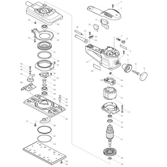 Makita BO4900 - Finishing Sander - Power Tool Diagram
