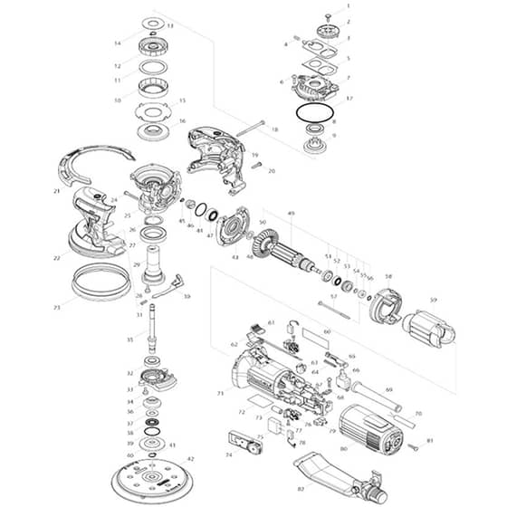 Makita BO6050 - 150mm Random Orbit Sander - Power Tool Diagram