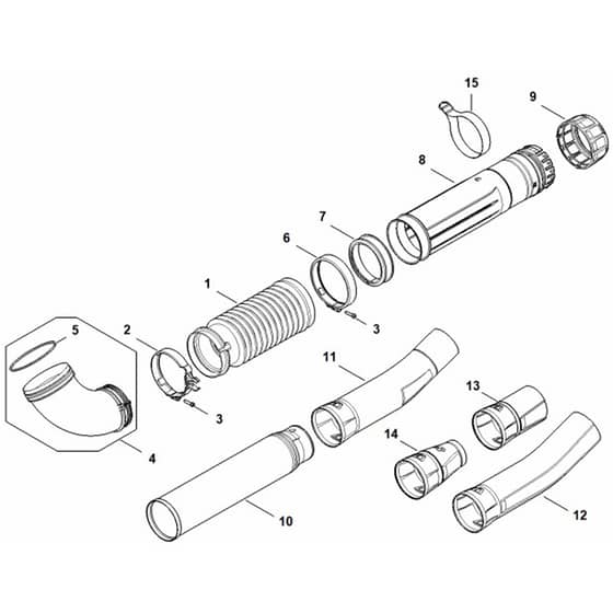 Stihl BRA500.0 - Pleated Hose, Blower Tube - Parts Diagram