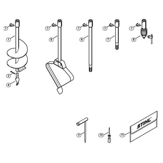 Genuine Stihl BT130 / N - Augers, Tools, Extras