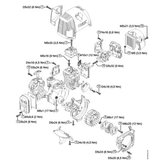 Genuine Stihl BT130 / P - Tightening torques