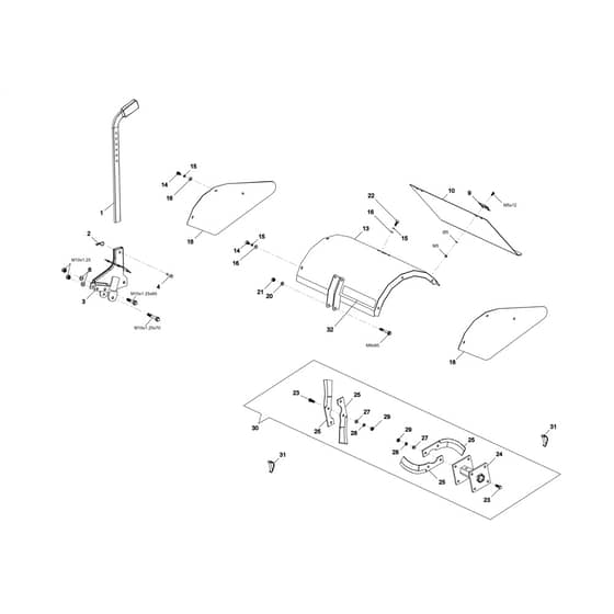 BT 350 - Bertolini Rotary Cultivator Tiller with bonnet Diagram