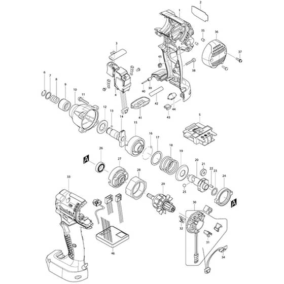 Makita BTD104 - Cordless Impact Driver - Power Tool Diagram