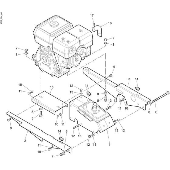 BTS 65 (K1100 H) - Bertolini Flail Mower Frame and engine Diagram