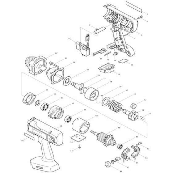 Makita BTW200 - Cordless Impact Wrench - Power Tool Diagram