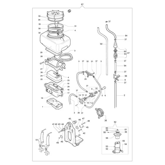BV 163 - Oleo-Mac Blower Conversion kit from blower to mist blower Diagram