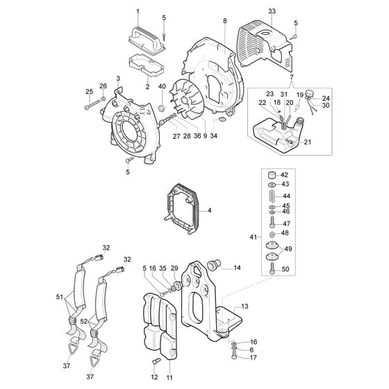 BV 163 - Oleo-Mac Blower Deck and fan assy Diagram
