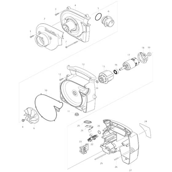 Makita BVC340 - Cordless Vacuum Cleaner - Power Tool Diagram