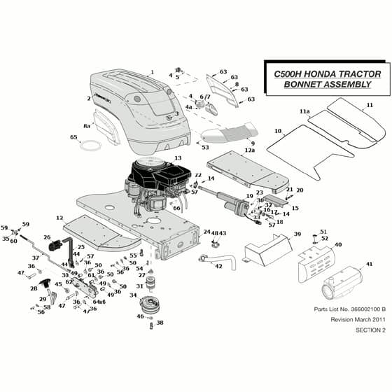 Countax C500H - From 01-01-2011 To 31-12-2011 - 2 Bonnet Assy (Honda)