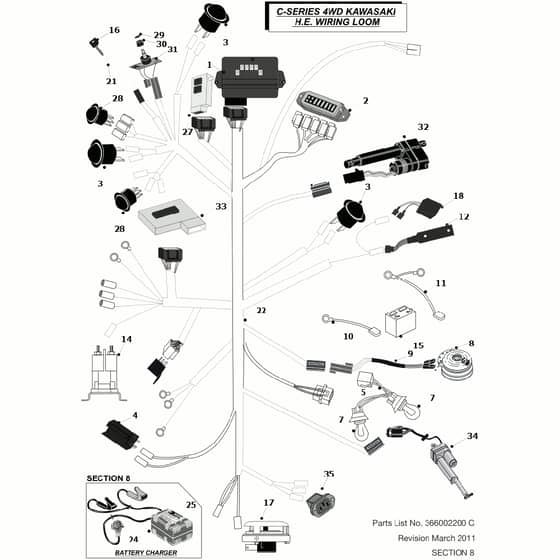 Countax C600 4Wd Kawasaki Engine - From 01-01-2011 To 01-12-2013 - 9 Wiring Loom