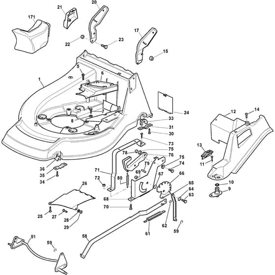 CA 534 TRHM - 2009 - 292163031/CN - Castel Garden Rotary Mower Deck and Height Adjusting Diagram