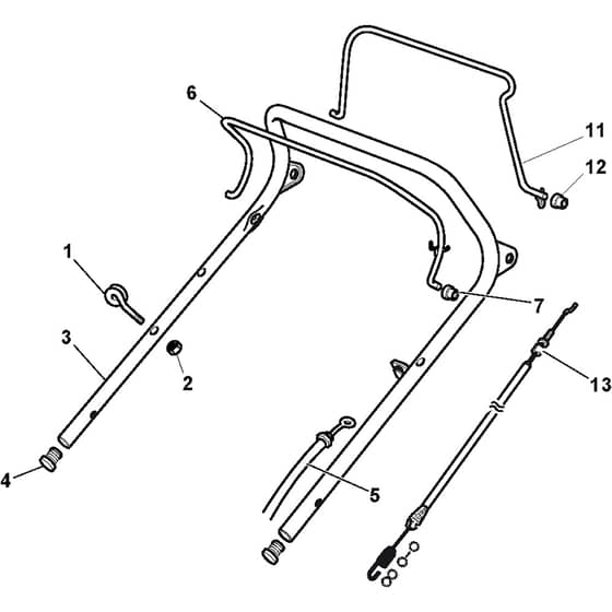 CA 534TR - 2007 - 291537048/BAO - Castel Garden Rotary Mower Handle Upper Part Diagram