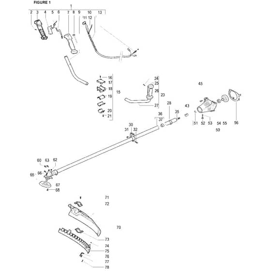 McCulloch CABRIO PLUS 347 B PREFIX 02 - 2007-01 - Shaft & Handle Parts Diagram
