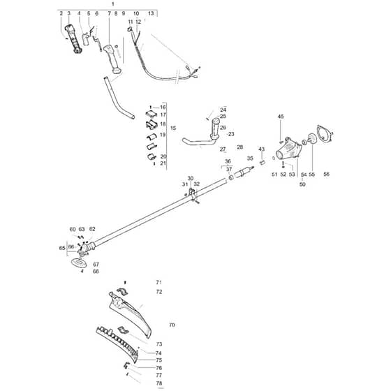 McCulloch CABRIO PLUS 347 B PREFIX 03 - 2008-06 - Shaft & Handle Parts Diagram