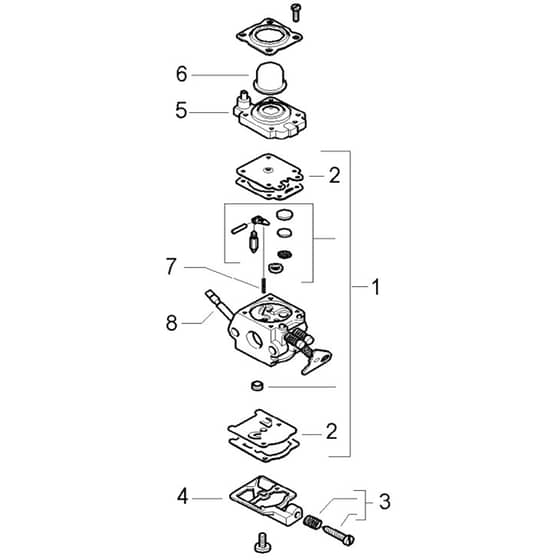 McCulloch CABRIO PLUS 347 L PREFIX 02 - 2007-01 - Carburettor (1) Parts Diagram