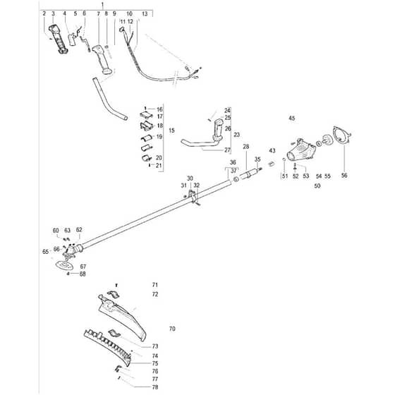 McCulloch CABRIO PLUS 407 B PREFIX 01 - 2007-01 - Shaft & Handle Parts Diagram