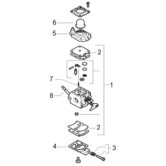 McCulloch CABRIO PLUS 497 B PREFIX 02 - 2007-01 - Carburettor (1) Parts Diagram