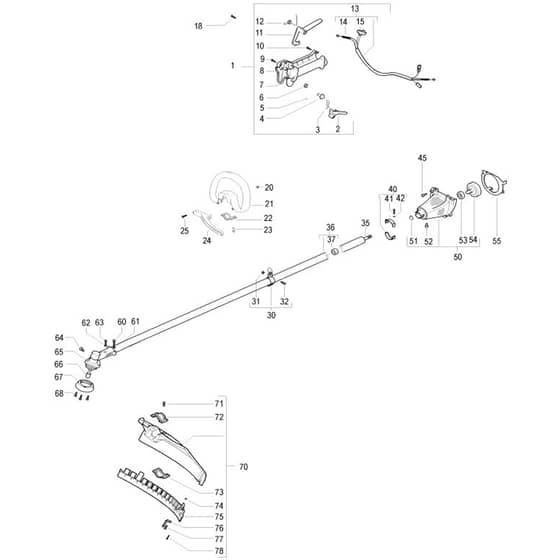 McCulloch CABRIO PLUS 497 L - 2007-01 - Shaft & Handle Parts Diagram