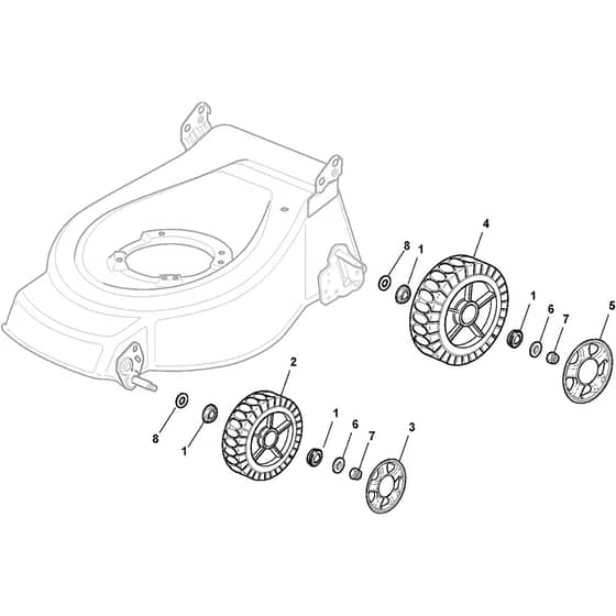 CAL 534 TR - 2005 - 291535898/TEL - Castel Garden Rotary Mower Wheels and Hub Caps Diagram