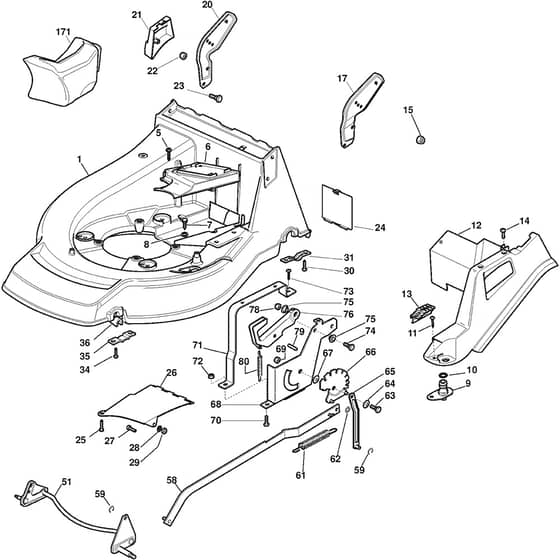 CASTEL - 2003 - 292153543/Y - Castel Garden Rotary Mower Deck and Height Adjusting Diagram