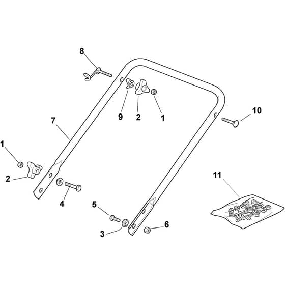 CG 414-T - 2005 - 293196115/J - Castel Garden Rotary Mower Handle Lower Part Diagram