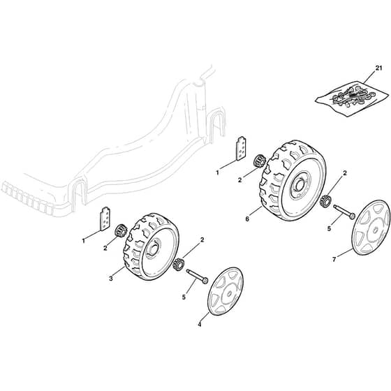 CG 434 - G - 2009 - 297430046/SP5 - Castel Garden Rotary Mower Wheels and Hub Caps Diagram
