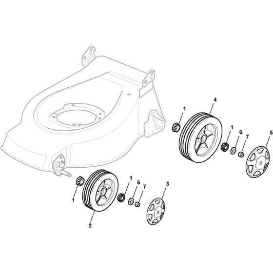 CG 448 TR - 2008 - 298506047/GI7 - Castel Garden Rotary Mower Wheels and Hub Caps Diagram