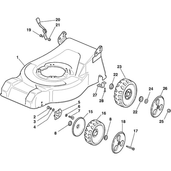 CG 464 TR-T - 2004 - 293596016/0F3 - Castel Garden Rotary Mower Deck and Height Adjusting Diagram